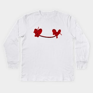 TWO HEARTS RED Kids Long Sleeve T-Shirt